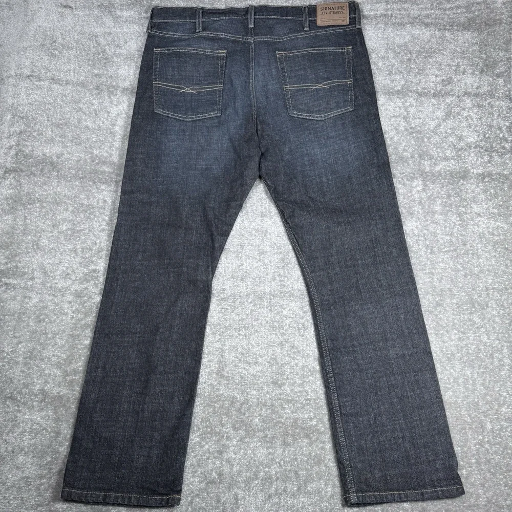 Levi's Signature Jeans Men's 40x32 Blue S51 Straight Leg Dark Wash Denim Stretch